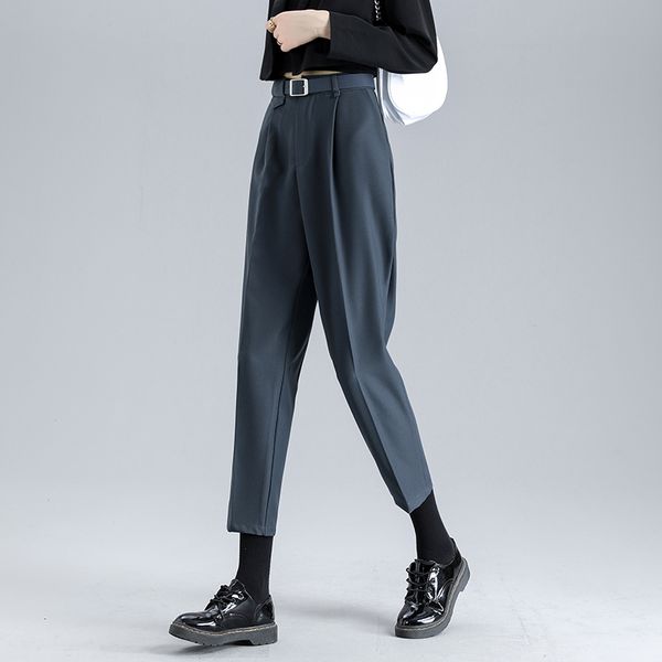 

black casual suit female high waist woman plus large size boyfriend for women's clothing 2020 trouser pants d0175, Black;white