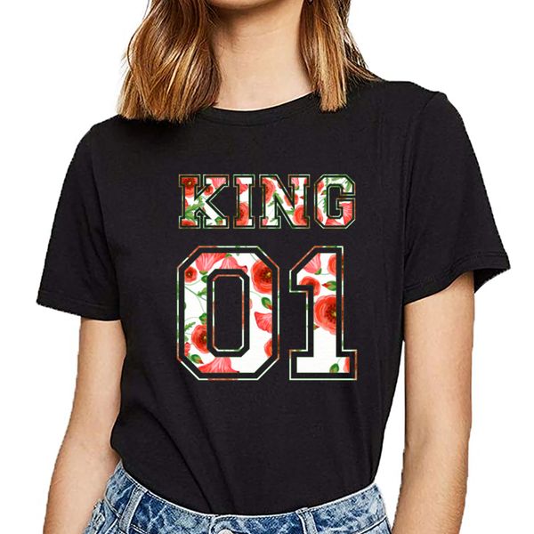 

t shirt women 01 king and queen comic inscriptions cotton female tshirt