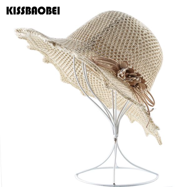 

seaside visor hat for women summer beach panama cap bow wide brim sun hats ladies uv protection straw cap women casquette, Blue;gray