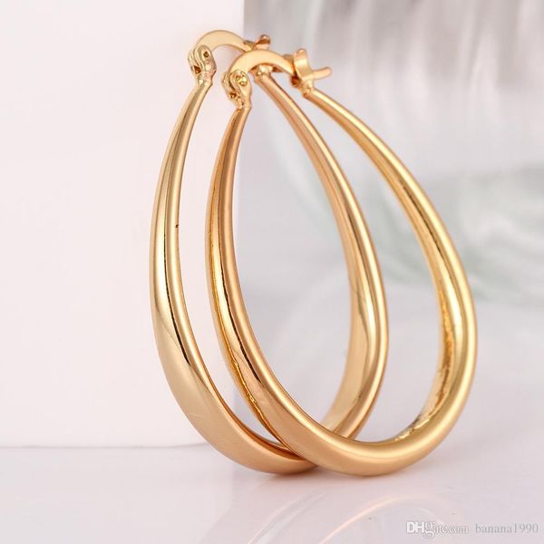 

eco-friendly copper 18k gold filled teardrop hoop earings women jewelry nickle 8.5g 3.4x4.4cm, Golden;silver