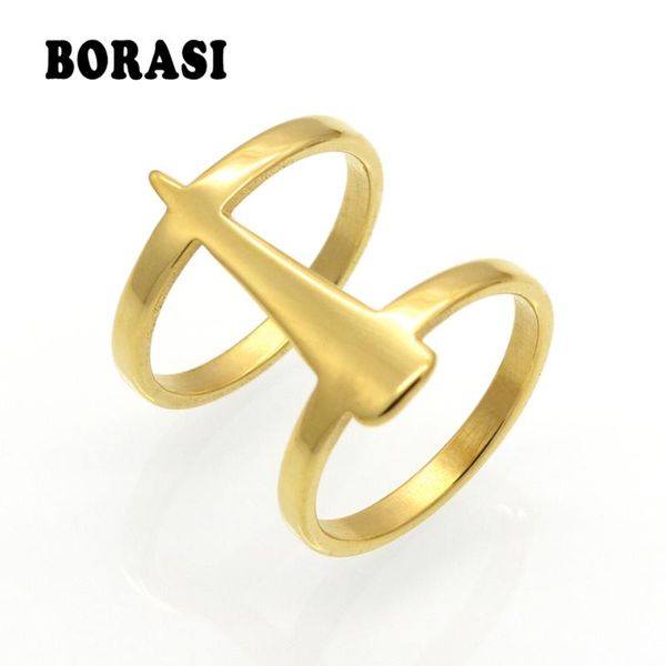 

cluster rings s brand jewelry structured vintage hollow sword cusp stainless steel gold round rrings punk style, Golden;silver