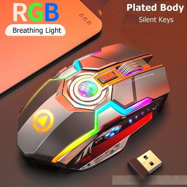 

rechargeable usb wireless 2.4ghz esports rgb backlit gaming mouse notebook deskmouse button long standby usb slient mice rgb lighting