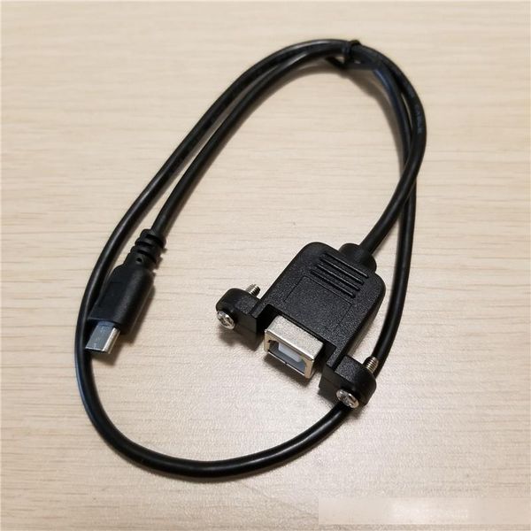 

10pcs/lot micro usb to type b usb printing cable male to female with pannel mount & screws black 50cm for printer