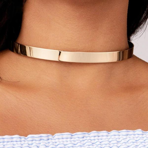 

10mm metal cuff collar torques necklaces simple choker necklace fashion vintage jewelry minimalism gift party accessories ukmoc, Golden;silver