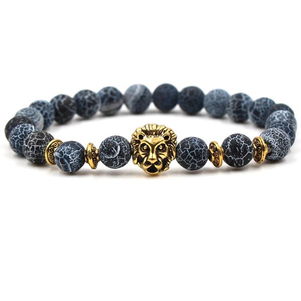 

charm bracelets fashion men's natural stone set couple volcanic animal texture beads lucky bracelets&bangles jewelry gift, Golden;silver
