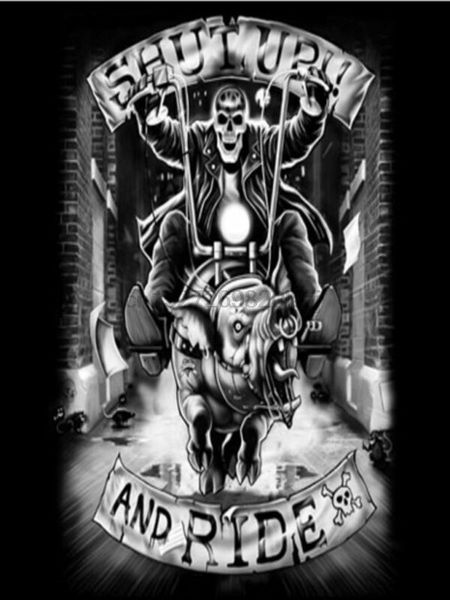 

cool skull tshirt transfer a4 shut up and ride design