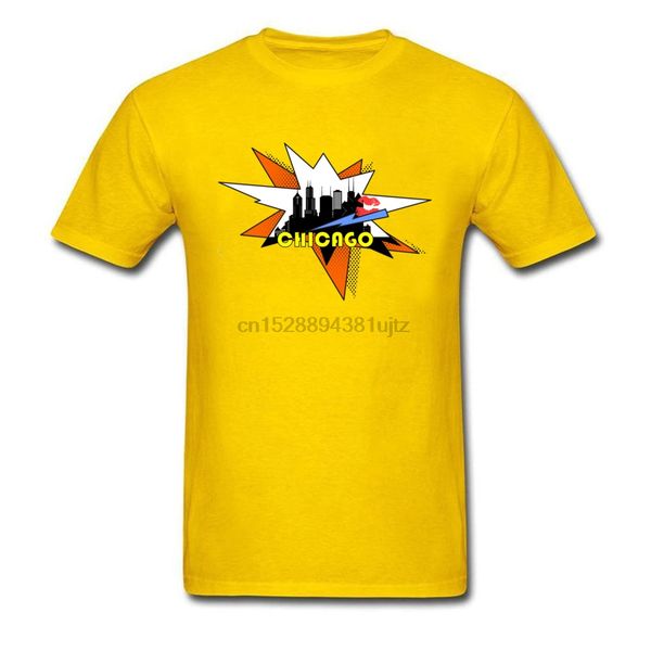 

chicago city illustration t shirt art skyline fashion clothing shirt men sleeved tee-shirts usa plus size loose tshirt man