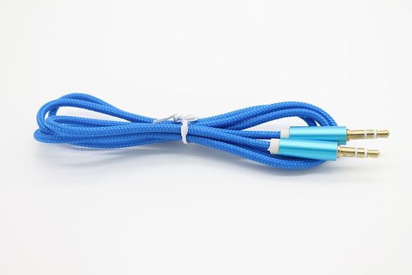 

3ft/1m 3.5mm aluminium shell gold-plated braided fabric cloth male to male aux audio cable 20