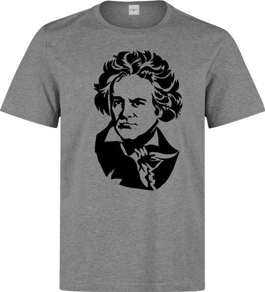 

2019 new summer men fashion ludwig van beethoven composer black artwork men's t shirt grey tee shirt