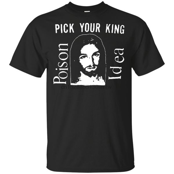 

poison idea pick your king elvis jesus punk t-shirt black-navy for mens-womens apparel casual tee shirt