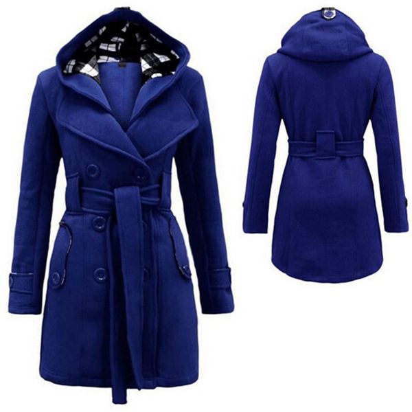 

мода женщины теплая зима с капюшоном длинного участка леди балахон негабаритных пальто хлопка куртка xxxl, Black