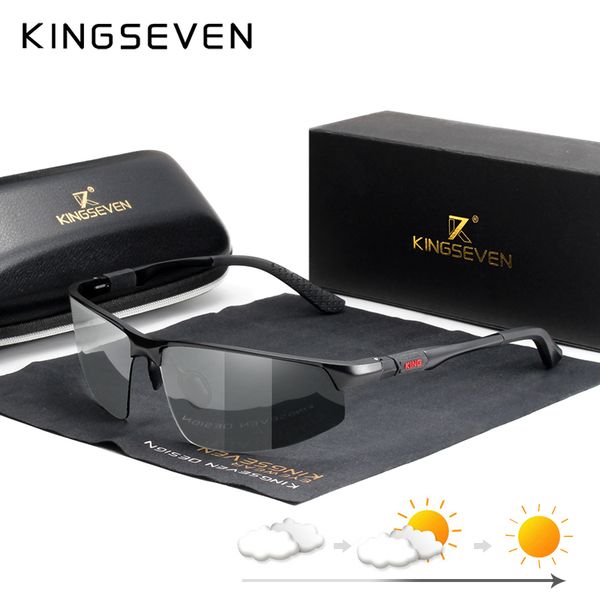 

kingseven 2020 polarized sunglasses men polarized chameleon glasses for day night driving anti-glare eyewear gafas, White;black