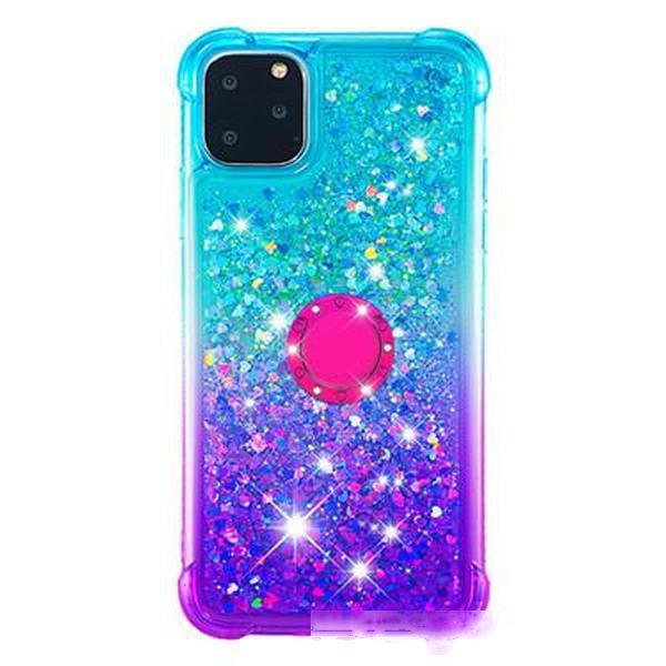 

the latest selling ring buckle anti-fall waterproof gradient color quicksand tpu phone case for iphone 6.1 6.5 5.8