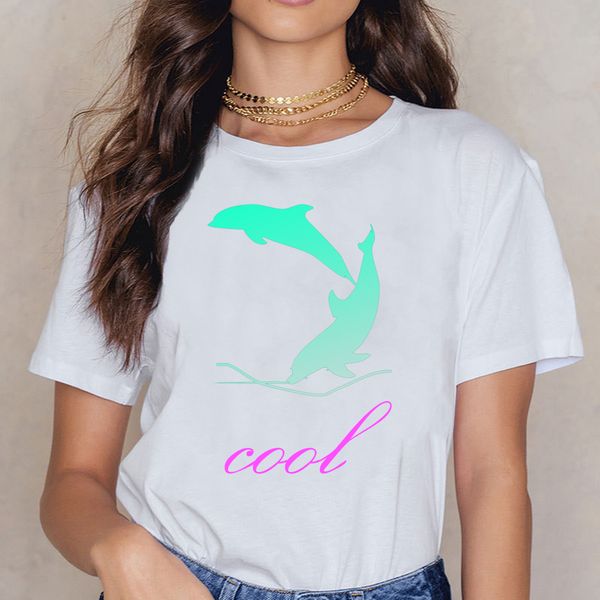 

t shirt women dolphen vogue vintage cotton female shirt