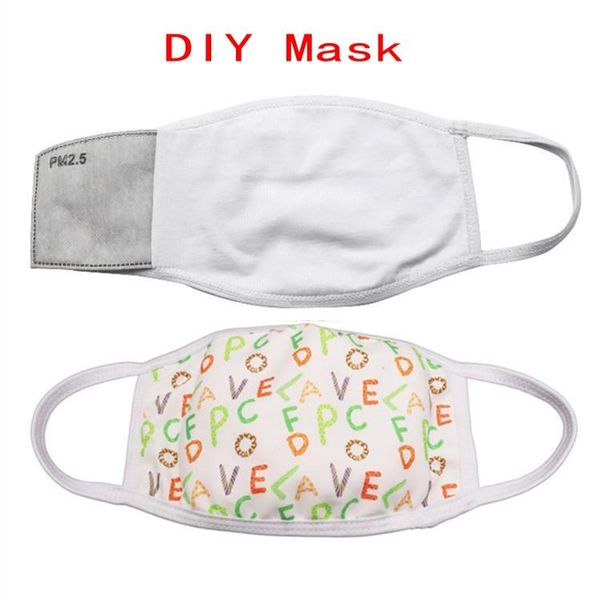 

DHL Ship! Blanks Sublimation Face Mask Adults Kids With Filter Pocket Can Put PM2.5 Gasket Dust Prevention For DIY Transfer Print