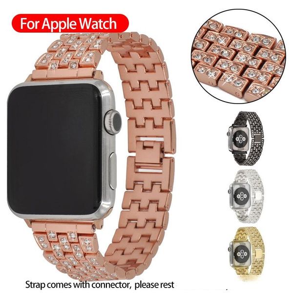 

for apple watch band 42mm 38mm fully drilled metal steel with stainless steel diamond wristband for iwatch 4 3 2 1