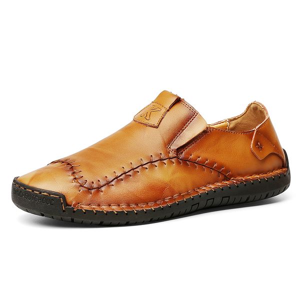 

mens casual shoes comfortable spring autumn handmade loafers man shoes genuine leather men flats moccasins plus size 38-48, Black
