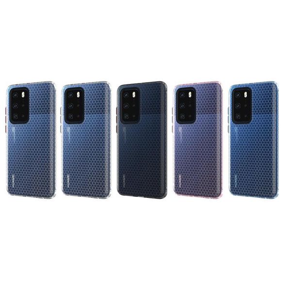 

ultra slim phone case for huawei p40 honeycomb pattern ultra thin shockproof electroplating button cover case