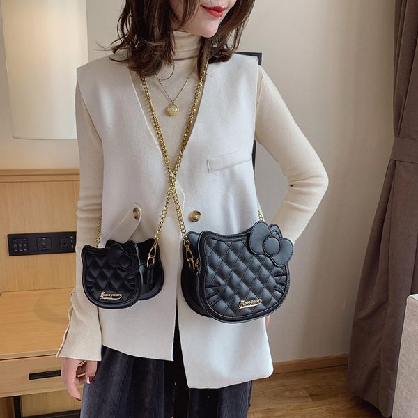 

shoulder bags for women fashion mini bag with cartoon cat round shape small messenger crossbody bag ladies zipper pu handbags
