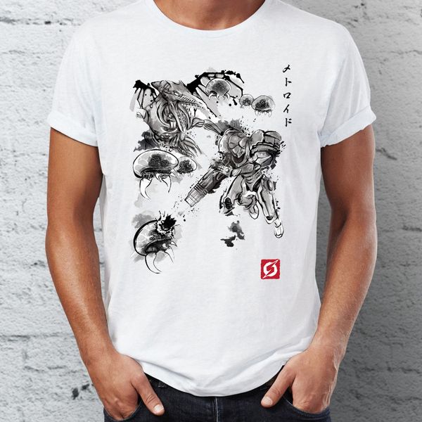 

мужская футболка показывая самусь из metroid гохуа gaming tee