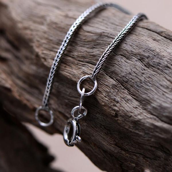 

solid s925 sterling silver necklace men's wheat link chain necklace