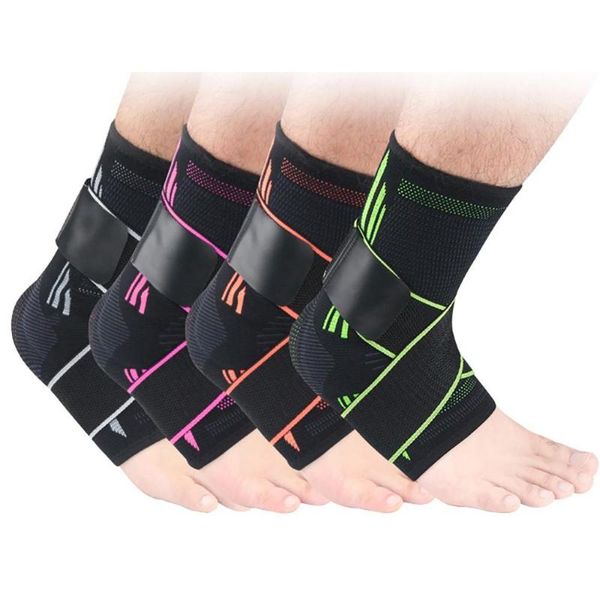 

1pc sport ankle brace protector elastic silicone compression feet support wrap bandage protection, Black;gray