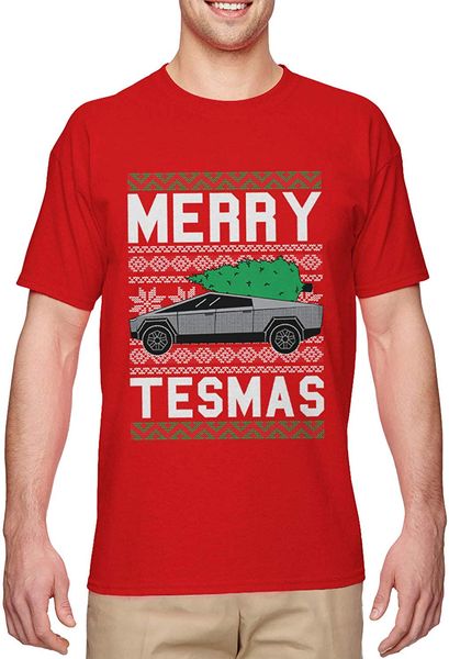 

haase unlimited merry tesmas - cybertruck futuristic car meme men's t-shirt