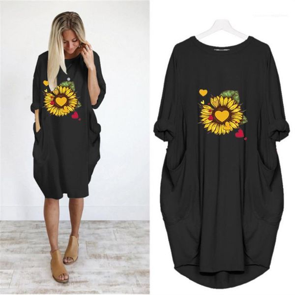 

printed short sleeve crew neck solid color dresses plus size women clothing summer womens casual dresses floral, Black;gray