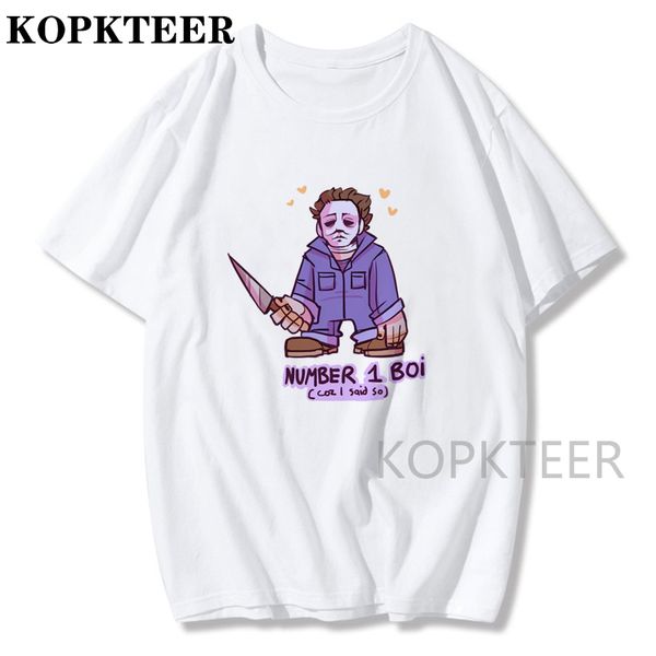 

kopkteer майкл майерс маски хэллоуин тенниска мужская белый tee прохладный повседневный печати o-neck t shirt men мужская мода tops