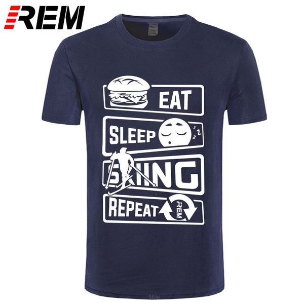 

new print man cotton fashion eat sleep skiner - hommes t-shirt skier skieusemake my own t shirt