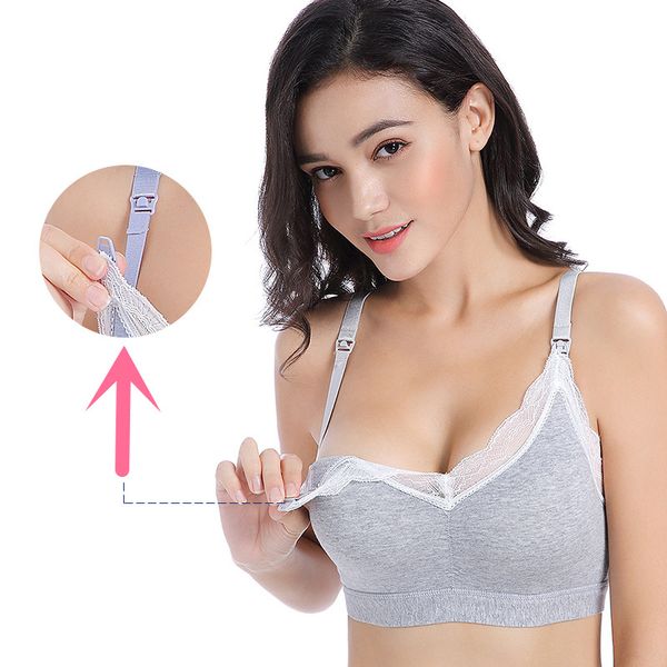 

breastfeeding cotton maternity adjustable cup nursing bra mothers feeding nursing pregnancy clothes women open buckle underwear lj200917, White