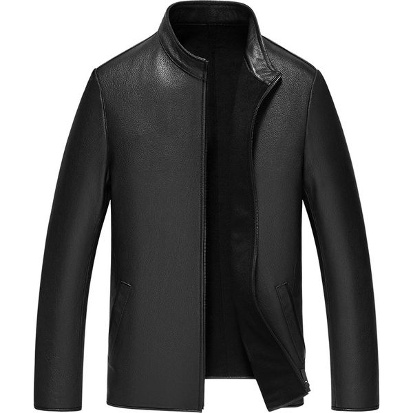 

genuine leather jacket men 100% buckskin leather coat men's autumn winter jacket 2020 wool cashmere lining gd-181024, Black