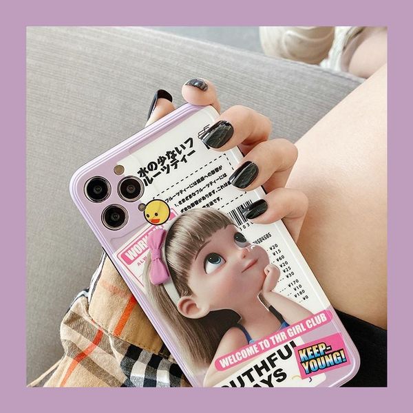 

ins label cute girls phone case for iphone11promax 8p drop-resistant xr soft se7 for apple x/xs