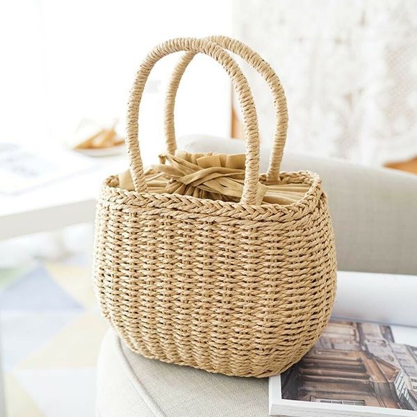 

new 2021 Fashion Rattan Straw Woven Bag Wicker Basket Tote Summer Beach Large Purse Ladies Strew Handbags Bags For Women