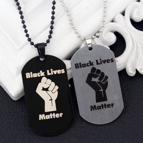 

pendant necklaces usa black resist fist lives matter necklace hip hop african american protest jewelry accessories, Silver