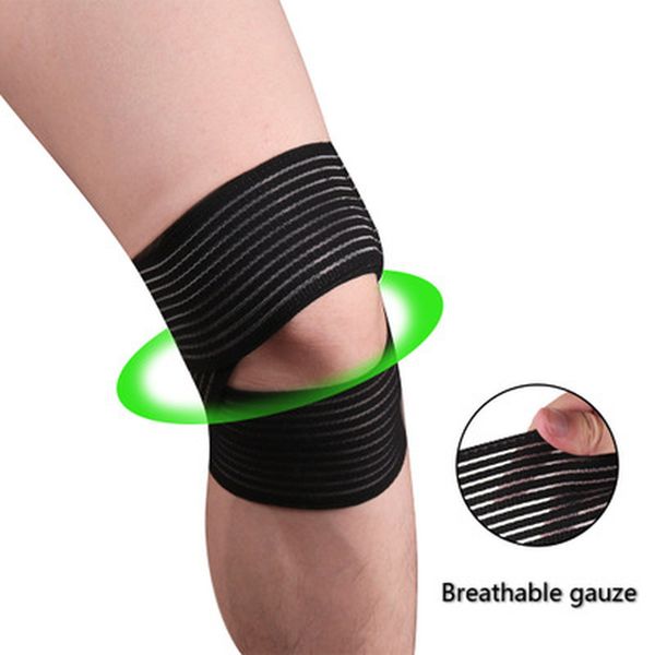 

new 1pcs pressurized knee wrap sleeve pad elastic braces knee hole kneepad safety basketball tennis cycling, Black;gray