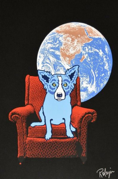 

george rodrigue blue dog space chair home decoration handpainted &hd print oil painting on canvas wall art canvas pictures 200912