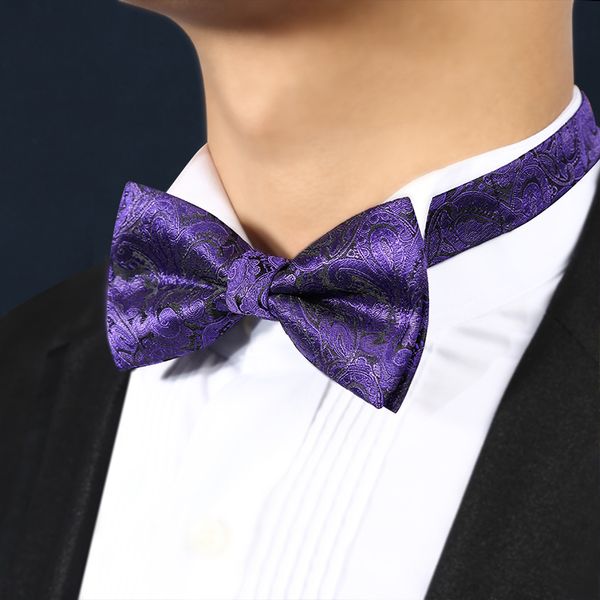 

2020 new fashion men's bow ties for wedding double fabric purple bowtie club banquet anniversary butterfly tie with gift box, Black;gray