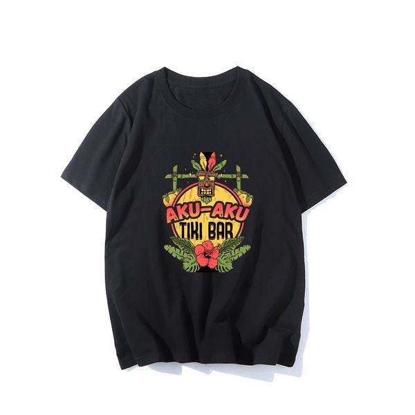 

2020 new fashion men tshirt anime aku aku tiki bar print summer harajuku black t-shirt funny cartoon print t-shirt hip pop