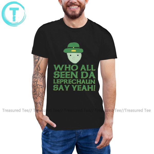 

irish leprechaun t shirt who all seen da leprechaun say yeah meme t-shirt male short sleeves tee shirt funny tshirt