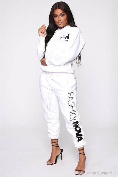 

piece outfits casual letter printed fleece sports tracksuits autumn winter women clothes fashion women two, Gray