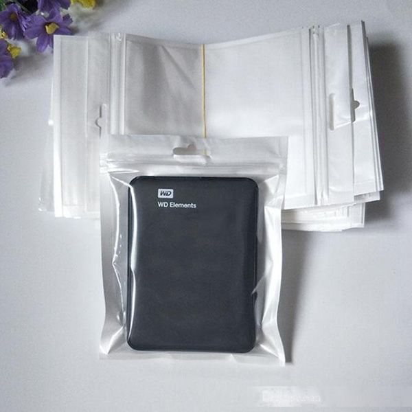 

12cm*15cm white/clear self seal zipper plastic packaging bags opp storage bag retail package with hang hole for phone cable