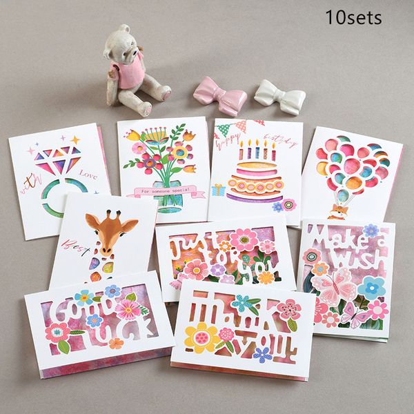 

10sets mini greeting card doodle card birthday thanks to valentine's day universal