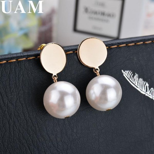 

uam classical jewelry pearl dangle earrings for women simple brand design pendientes big gold color statement earrings, Silver