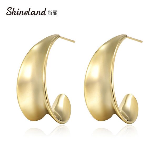 

stud shineland punk metal earrings for women bijoux statement brincos birthday wedding gift 2021 fashion, Golden;silver