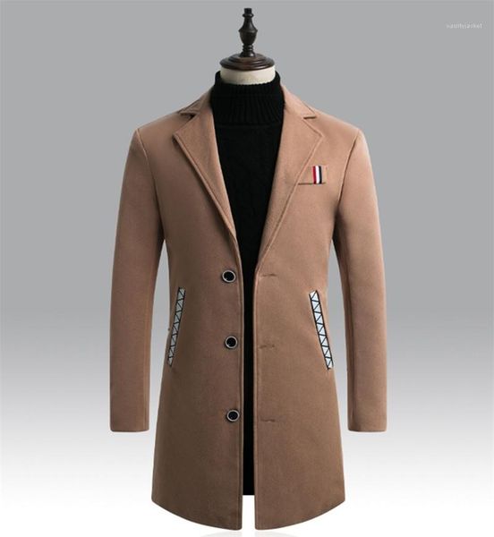 

designer coats formal business plus size winter jacket single breasted long styles coats solid color mens, Black