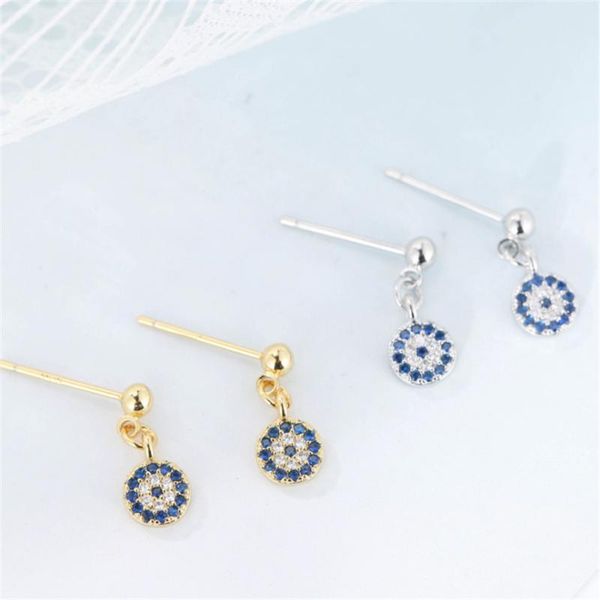 

2020 summer golden sliver color eye drop earring for women evil eye tibetan sliver dangle earrings long round trendy korean cem, Silver