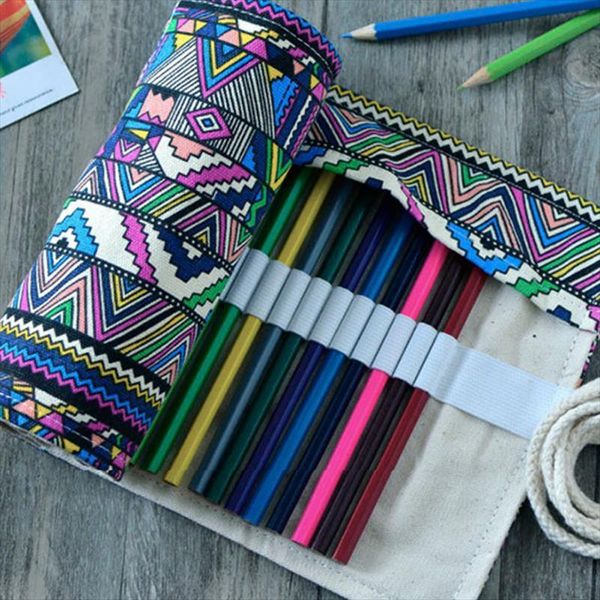 

36 holes artist pencils pouch case pencil wrap pen box pencil case canvas roll up makeups storage bag comestic bags