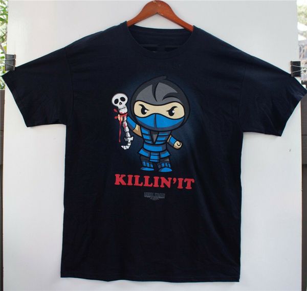 

mortal kombat klassic sub zero finish him killin' it black video game shirt sz l streetwear casual tee shirt