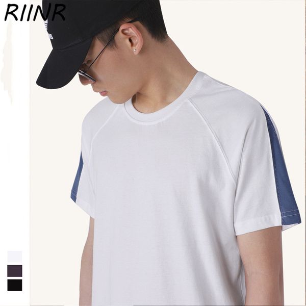 

riinr japanese style 2020 summer new cotton short-sleeved t-shirt men's raglan sleeves solid color round neck short sleeves